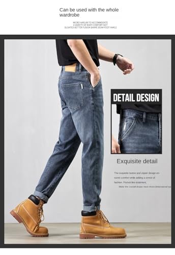 Jeans Pants Trousers Denim Washed Slim Fit Small Straight Leg for Spring and Summer Blue Stretch Comfort4