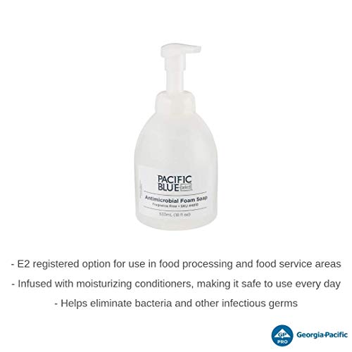 Image of Georgia-Pacific Pacific Blue Select E-2 Rated Countertop Antimicrobial Foam Soap by GP PRO, Dye and Fragrance Free, 44810, 532 mL Per Bottle, 6 Bottles Per Case, Clear