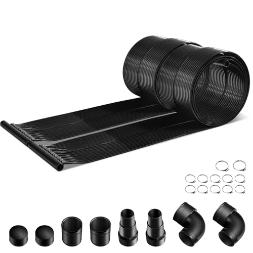 SOARS Réchauffeur Solaire, Lot de 2 Panneaux Solaire Piscine Hors Sol, Matériau PE de Qualité, Set d’Accessoires Complets, pour Piscine Jusqu’à 12000L d’Eau, Noir (5 x 0,75 m)