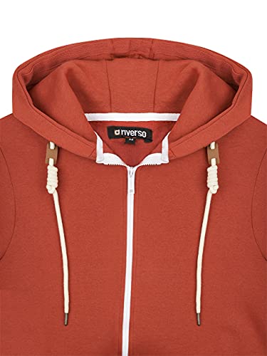 riverso RIVThilo Men's Sweat Jacket with Hood Zip Regular Fit Hooded Jacket Grey Brown Green Red Blue Black Beige S M L XL XXL 3XL 4XL 5XL, Dark Red (15400)., S - Image 3