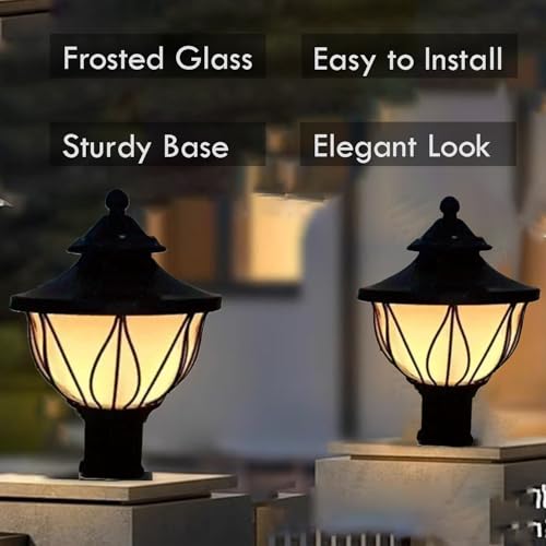 Image of SINOMAN Metal and Polycarbonate Gate Light for Home Gate Waterproof | Lamps for Entrance | Outdoor Garden Light | Pillar Lights