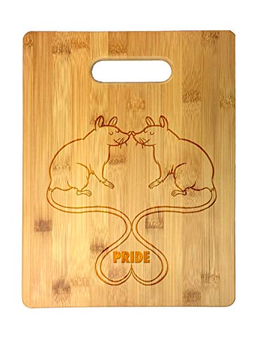 Cute Rats Rainbow LGBT Love Bamboo Cutting Board