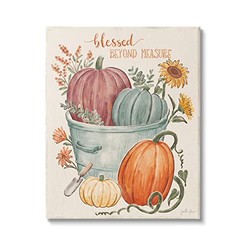 Stupell Industries Blessed Beyond Measure Pumpkin Plants Fall Harvest, Design by Janelle Penner