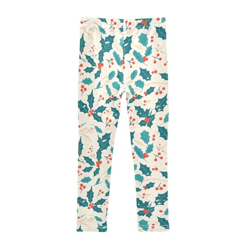KLL Christmas Holly Berries Toddler Girl Athletic Leggings Fashion High Waisted Yoga Pants Gym2