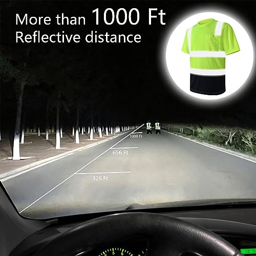 Image of High Visibility Reflective Safety Shirts for Men Women Hi Vis Viz Protective Safety Workwear T Shirt with Pockets for Construction Meet ANSI Class 2(ST190-Yellow-Blue-3XL) Yellowblue