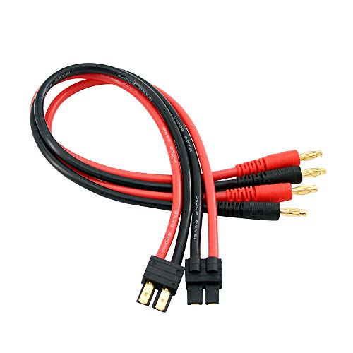OliRC 2pcs Traxxas TRX Connector Plug to 4mm Banana Plugs Battery Charge Lead