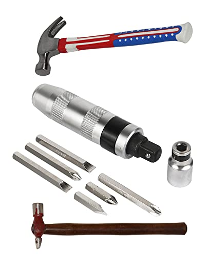 Digital Craft Combo of 3 Items Impact Screwdriver Set Multi-Purpose Chrome Vanadium Steel Portable Screw Driver Chisel Bits Professional Tools with Hammer & Hammer 2