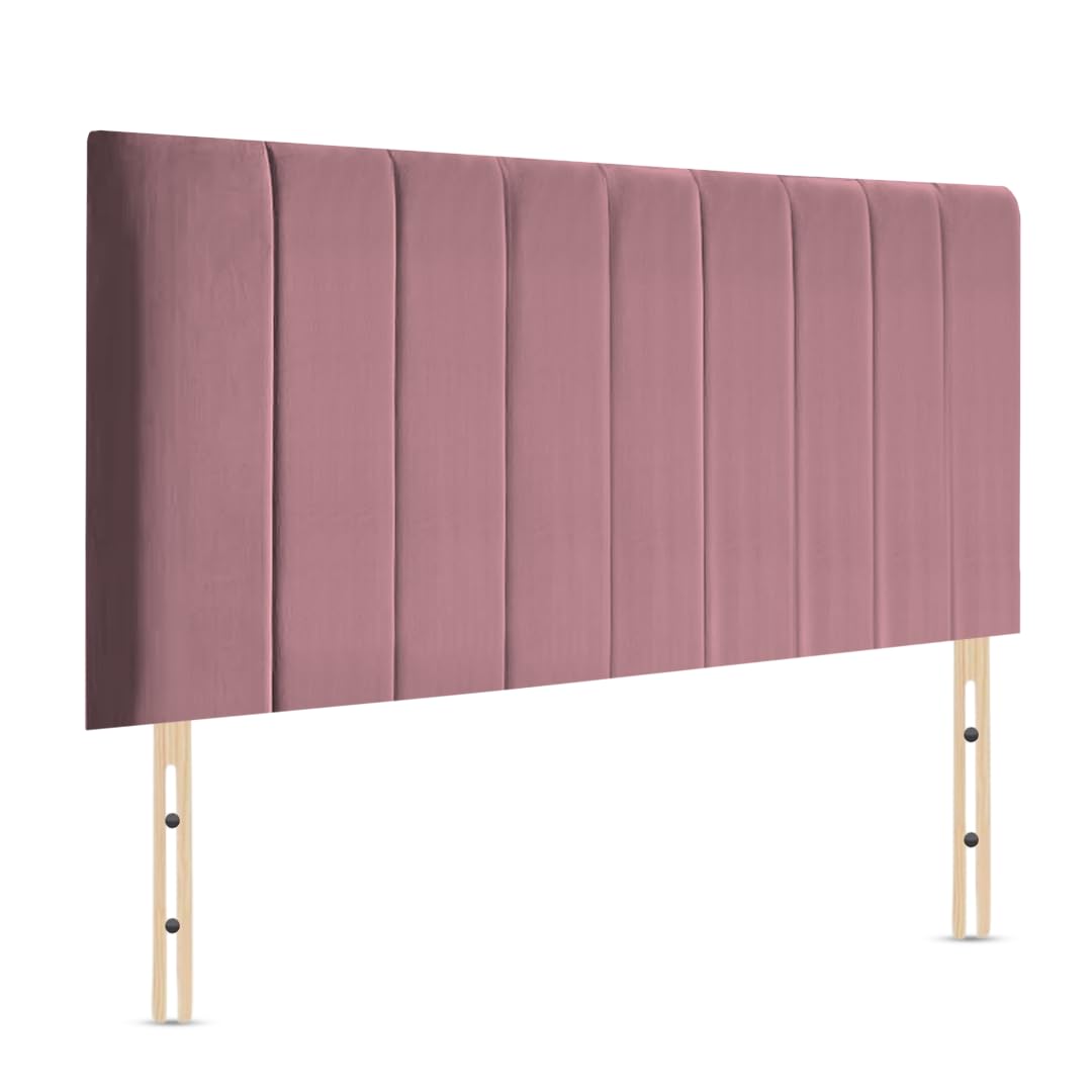 Elixir Furniture Portland Divan Headboard – 5ft King Size | 20-Inch Tall Upholstered Headboard | Plush Velvet in Pink | Elegant Padded Design (Pink, 5ft King Height-20inch)