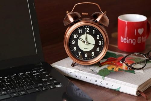 Image of HOME SKILL Alarm Clock for Heavy Sleepers Loud Clock for Adults, Table Clock with Backlight Alarm Clocks for Students Decoration Bedroom /Office (Copper Luminous)