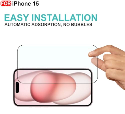 Image of Premium Tempered Glass Screen Guard Compatible With iPhone 15 (6.1 Inch) | 9H Hardness | Edge to Edge Protection | Anti Scratch | Bubble Free Installation | HD Clear