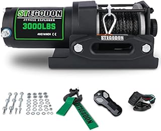 STIMULATER 3000lb ATV/UTV Winch,Electric Winch 12V,Winch with Synthetic Rope,Winch with Wireless Remote Control and Manual Switch, with Hawse Fairlead,IP67 Waterproof,Suitable for Most ATVs and UTVs
