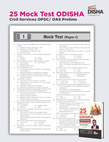 Image of Disha 25 Mock Test Series for Odisha Civil Services OPSC / OAS Prelims General Studies - 20 for Paper 1 & 5 for Paper 2 with 2023 Previous Year Solved Papers | OCS Test Series | Fully Solved