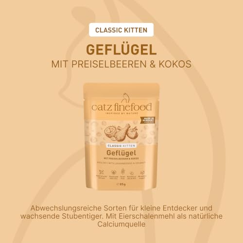 catz finefood Kitten N 3 Geflügel Katzenfutter nass - Feinkost Kitten Nassfutter für junge Katzen ohne Getreide und Zucker mit hohem… – Ansicht 5