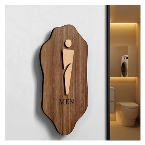 Cartel Aseos Señalización de madera for inodoro, señalización baño for hombres y mujeres, WC Hotel, pegatina pared for, señal instrucciones for, decoración del hogar para la Pared(1,25x12cm)