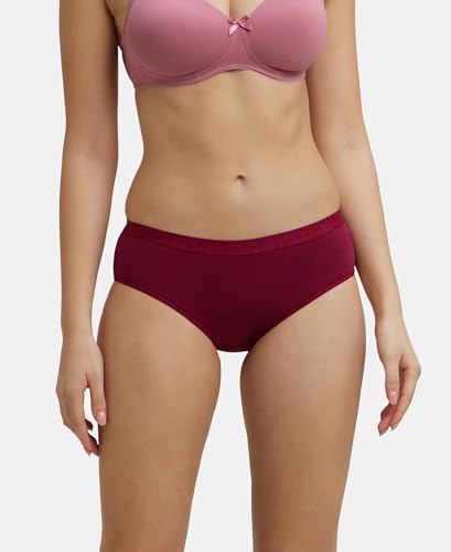 Image of Jockey 3001 Women High Coverage Super Combed Cotton Elastane Stretch Hipsters with Ultra Soft Exposed Waistband (Pack of 3, Colors & Prints May Vary)