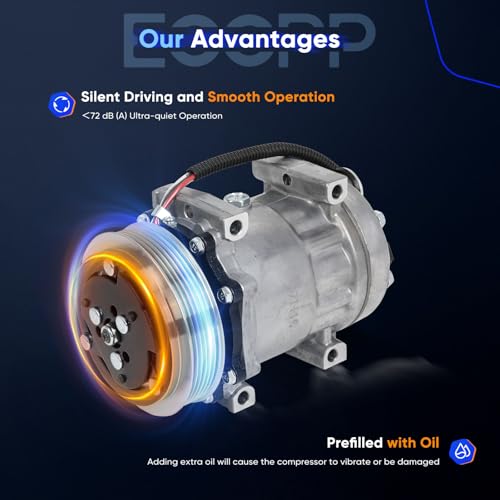 Image of ECCPP AC Compressor for Freightliner Century Class Columbia Coronado 2002-2007 | Fast Cooling AC Compressor with Clutch