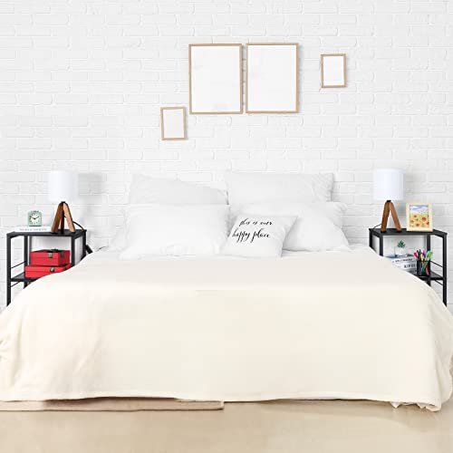 Oyeal Black Night Stand Industrial End Table With Storage Shelf Farmhouse Sofa Side Table For Small Spaces, Bedside Table For Living Room Bedroom, Stable Metal Frame (Black) #TOP6