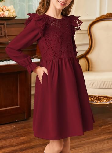 blibean Tween Girls Fall Dresses Semi Formal Flower Dress Size 6-15 Years3