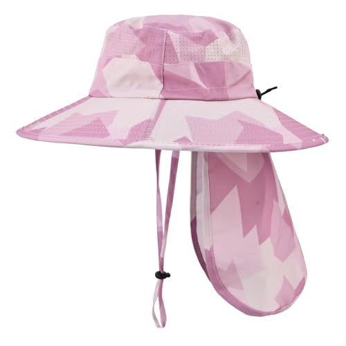 Image of Sun Hats for Men Women Fishing Hat UPF 50+ Breathable Wide Brim Bucket Hats Summer UV Protection Safari Hat with Neck Flap