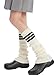 *daisysboutique* Retro Women 80s Adult Ribbed Knitted Leg Warmers Crochet Long Boot Kawaii Y2K Harajuku Party Costume(Black-Stripes-Offwhite, One Size)