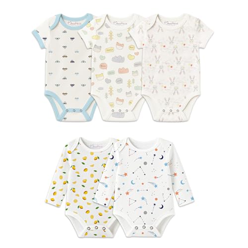 Image of Moms Home Organic Cotton New Born Baby Unisex Onesie Romper - Pack of 5