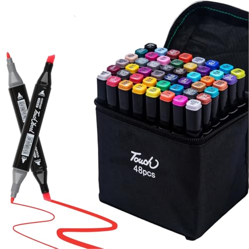 Caneta Marcador Para Colorir Desenho Profissional 36, 48, 60, 80 Cores Conjunto De Canetinhas Pontas Duplas Codificados por Cores Vivas para Desenho (48)