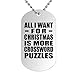 All I Want For Christmas Is More Crossword Puzzles - Military Dog Tag Militär Hundemarke Silber Silberkette ID-Anhänger - Geschenk zum Geburtstag Jahrestag Muttertag Vatertag Ostern