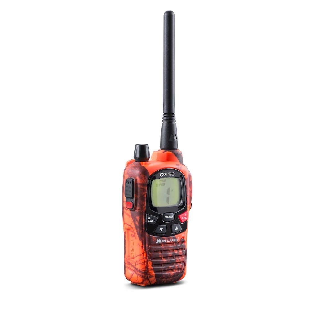 Midland G9 Pro Radio Ricetrasmittente Walkie Talkie Dual Band 40 Canali PMR446 e 69 Canali LPD, Blaze Edition - 1 Ricetrasmettitore, 4 Batterie Ricaricabili AA 1800 mAh, Caricabatterie e Clip Cintura