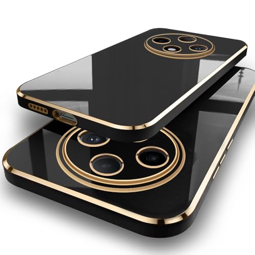 Image of TheGiftKart Luxurious Golden-Plated Back Cover Case for Oppo F27 Pro Plus 5G | Raised Lips for Camera & Screen Protection | Shockproof Design | Stylish Back Cover for Oppo F27 Pro Plus (TPU, Black)
