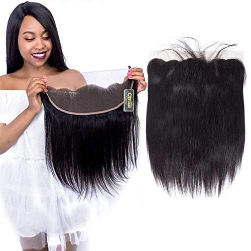 QTHAIR 10A 13x4 Ear To Ear Lace Frontal with Baby Hair Free Part 16 inch 100% Unprocessed Indian Straight Hair Extensions Indian Virgin Hair Lace Frontal…