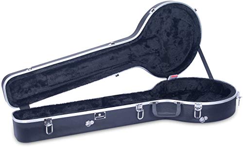 Image of Crossrock ABS Molded Banjo Case for 5-String Resonator & Tenor | Backpack Style, Locking Latch, Plush Interior - Lightweight Hardshell Protection -Black (CRA861BJBK)