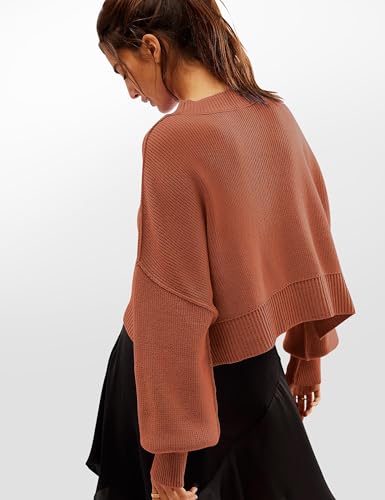 VIUTIL Womens Oversized Cropped Sweater Batwing Long Sleeve Crew Neck Knit Pullover Sweaters Tops 20252