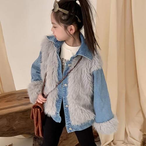 Girls Open Front Cardigan Faux Fur Coat Warm Fuzzy Trendy Winter Parka Shaggy Party Outerwear Jackets 1-10 Years2