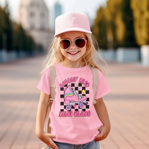 Image of SOFEON First Day of School Shirt for Girls Rollin' Into 1st /2nd /3rd Grade T-Shirt Back to School Skating Graphic Tees Tops