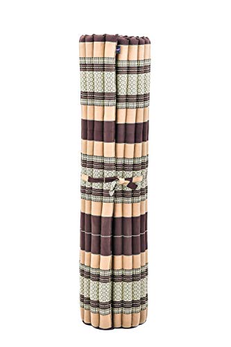 Image of Leewadee - Foldable Floor Mattress - Japanese Roll Up Futon -Trifold Tatami Mat- Guest Floor Bed - Camping Mattress - Thai Massage Mat, Kapok Filled, 75 x 57 inches, Brown