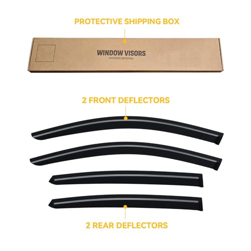 Image of Rain Guards Window Visor for Honda Accord 2023-2026 Out-Channel | Shields Vent Deflector Shade Wind Dark Smoke 2024 23 24 25, Tape-On Outside-Mount, 4PCS