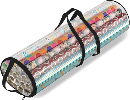 Ram Christmas Cylinder Gift Wrap Storage Clear Bag Wrapping Paper Organiser Xmas Christmas Tidy Stores Baubles Tinsels Lights Bows Heavy Duty Material