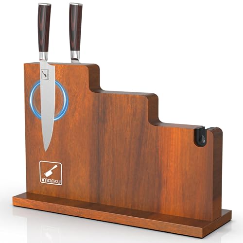 imarku Magnetischer Messerblock, 33 x 25 cm, magnetischer Messerhalter für Küchentheke, doppelseitiger Magnet-Messeraufbewahrungsständer mit Messerschärfer, beste Geschenke
