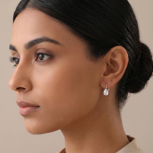 Image of TRUESILVER ACPL 925 Sterling Silver Cubic Zirconia Earrings for Women & Girls | BIS Hallmarked Drop Dangle Leverback Style | Elegant Jewelry Gift for Women