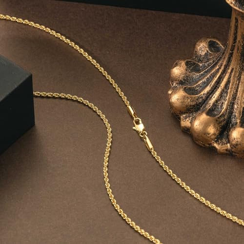 Necklace 14k Gold Chain for Women 2mm Rope Gold Chain Necklace Womens Men Non-Tarnish & Dainty Necklaces for Women Men All Lengths 16-26 Inches3