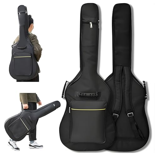 40–42” Padded Guitar Cover Full Size Rresistant Gig Bag Dust Proof Backpack Soft Case Acoustic Electric Guitars Waterproof Carry Bag Dual Adjustable Shoulder Straps Double Zip Pockets Silicone Handle