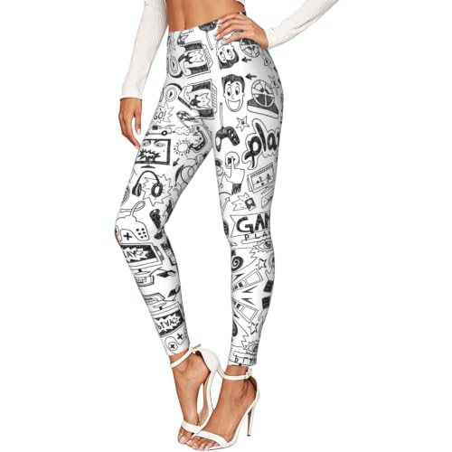 Leggings de compresión para mujer con estampado de boceto fitness