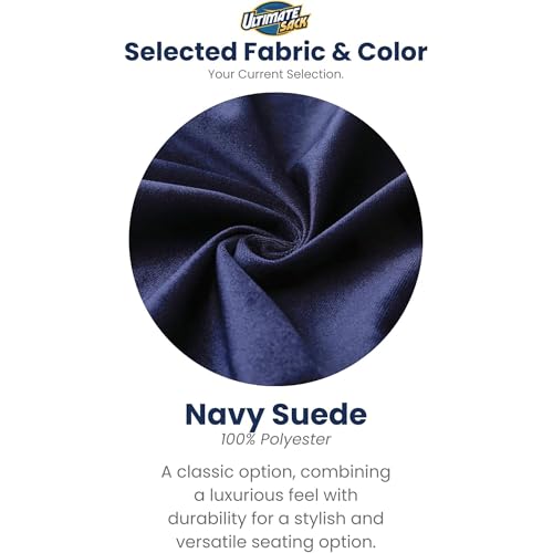Image of ULTIMATE SACK 6000 6-Foot Bean Bag Chair, Navy Suede Cover - Oversized Foam Lounger, Floor Seat, Small Sofa, or Couch Bed for Living Area, Gaming Room, or Reading Lounge