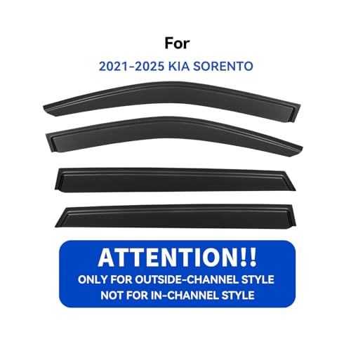 Image of Window Visors Rain Guards Shield for 2021 2022 2023 2024 2025 2026 Kia Sorento, Out-Channel Window Vent Wind Deflectors Visors Shades for 21-26 Sorento