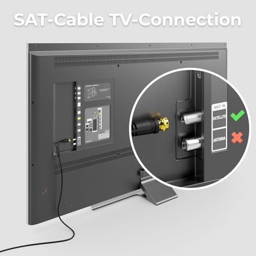 deleyCON 2m SAT TV Kabel Koncentryczny Antenowy HDTV do Telewizji Czterokrotnie Ekranowany DVB-S DVB-S2 Radio DAB z Filtrem Plaszczowym z Rdzeniem Ferrytowym – Czarny