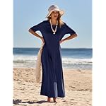 MEROKEETY Women's 2025 Spring Summer Casual Maxi Dress Beach Vacation Short Sleeve Crewneck Basic Long T Shirt Dresses - Image 3