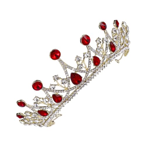 Couronne strass rouge pour mariage et banquet accessoire cheveux élégant pour anniversaire