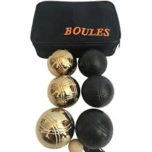 قائمة BuyBocceBalls - 6 كرات فريدة 73 مم من المعدن Bocce / Petanque Set مع 3 كرات سوداء و 3 كرات ذهبية   