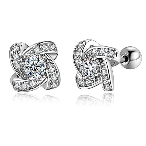 CANDYFANCY 2 Pieces 16g Gem Knit Knot Upper Ear Cartilage Helix Studs Earrings Auricle Piercings 16 Gauges 1/4