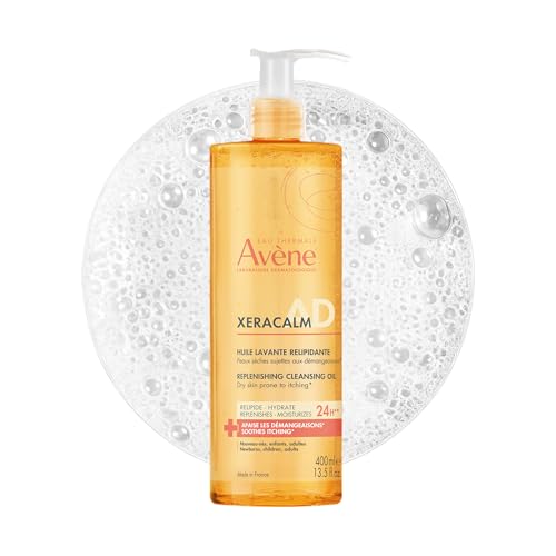 Avne XeraCalm AD Replenishing Cleansing Oil Body and Facial Oil Cleanser Atopic Dermatitis Restore Skin Barrier for Eczema-Prone Dry Skin Fragrance-Free Pump for Infants Kids & Adults